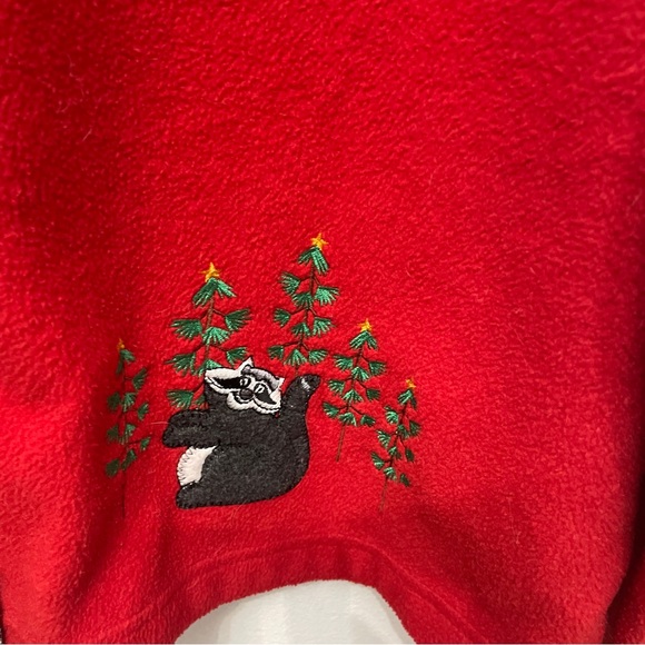 Vintage Christmas Ugly Sweater L Women’s button up Cardigan Fleece Red - Picture 5 of 7